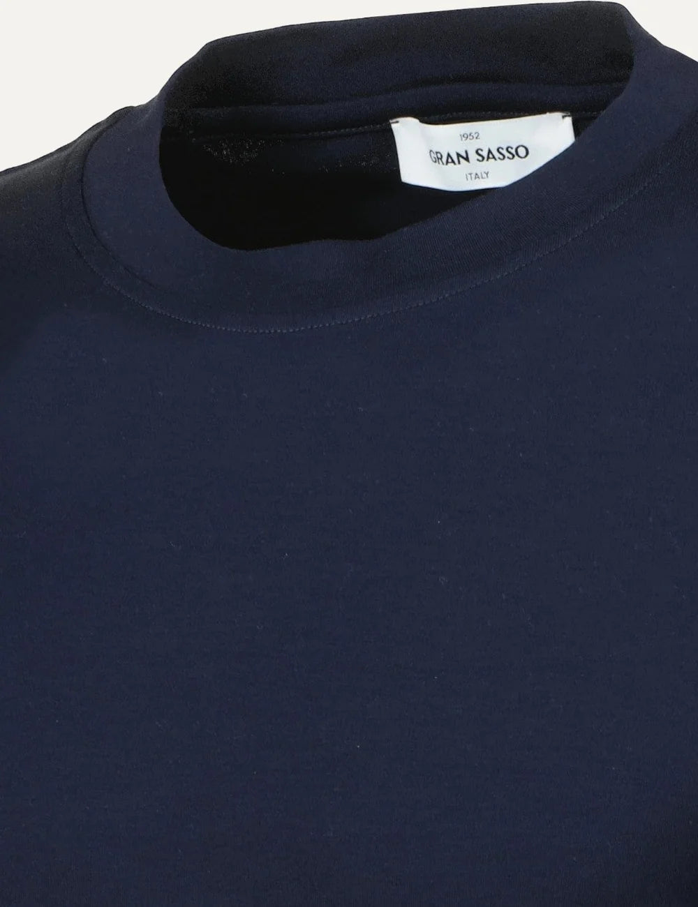 Gran Sasso men navy blue Interlock Pima cotton crew neck T-shirt with regular fit detail