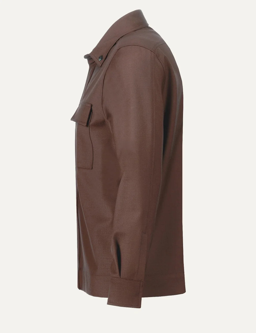 Gran Sasso men brown Technical Wool overshirt with concealed button closure and flap chest pockets side