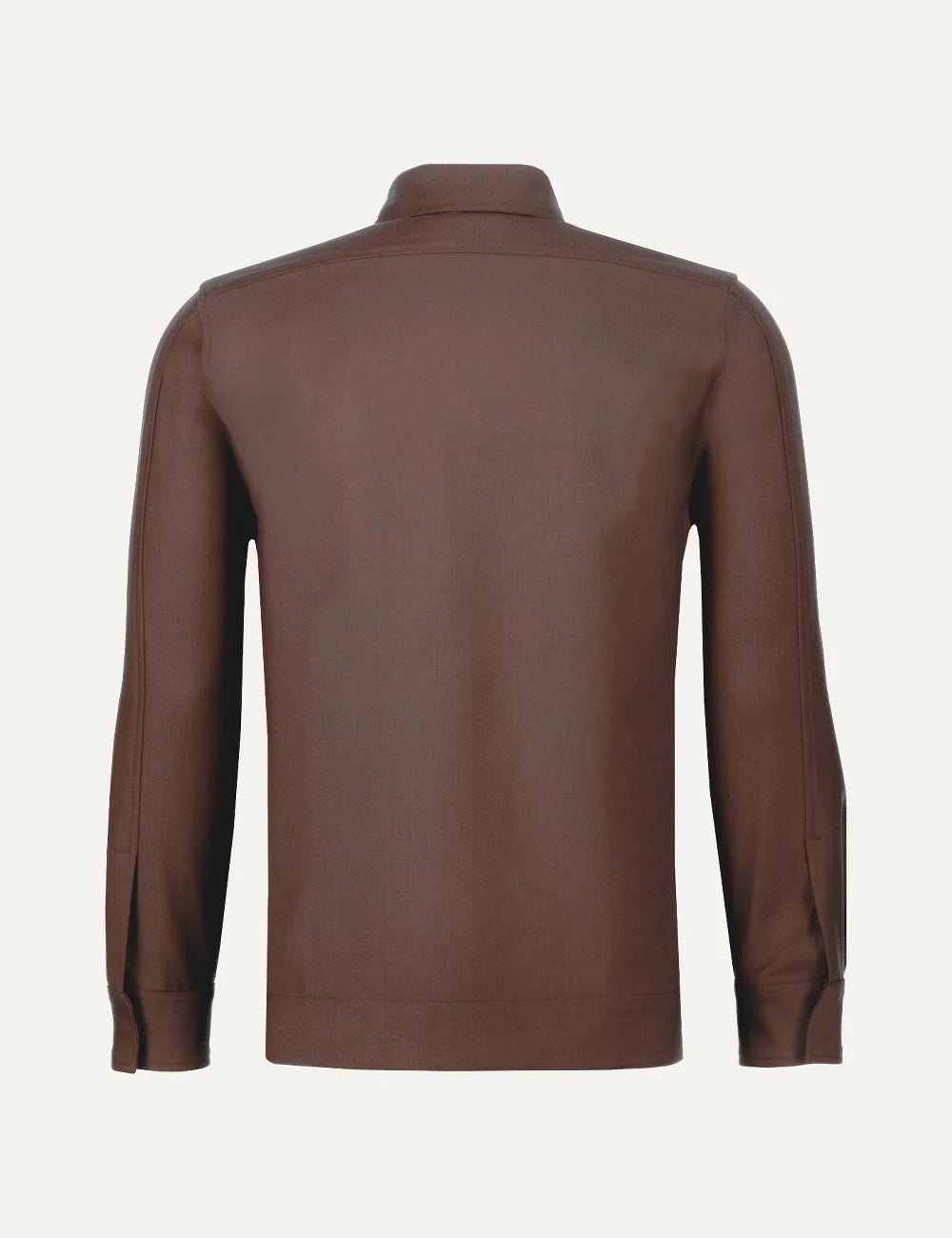 Gran Sasso men brown Technical Wool overshirt with concealed button closure and flap chest pockets back