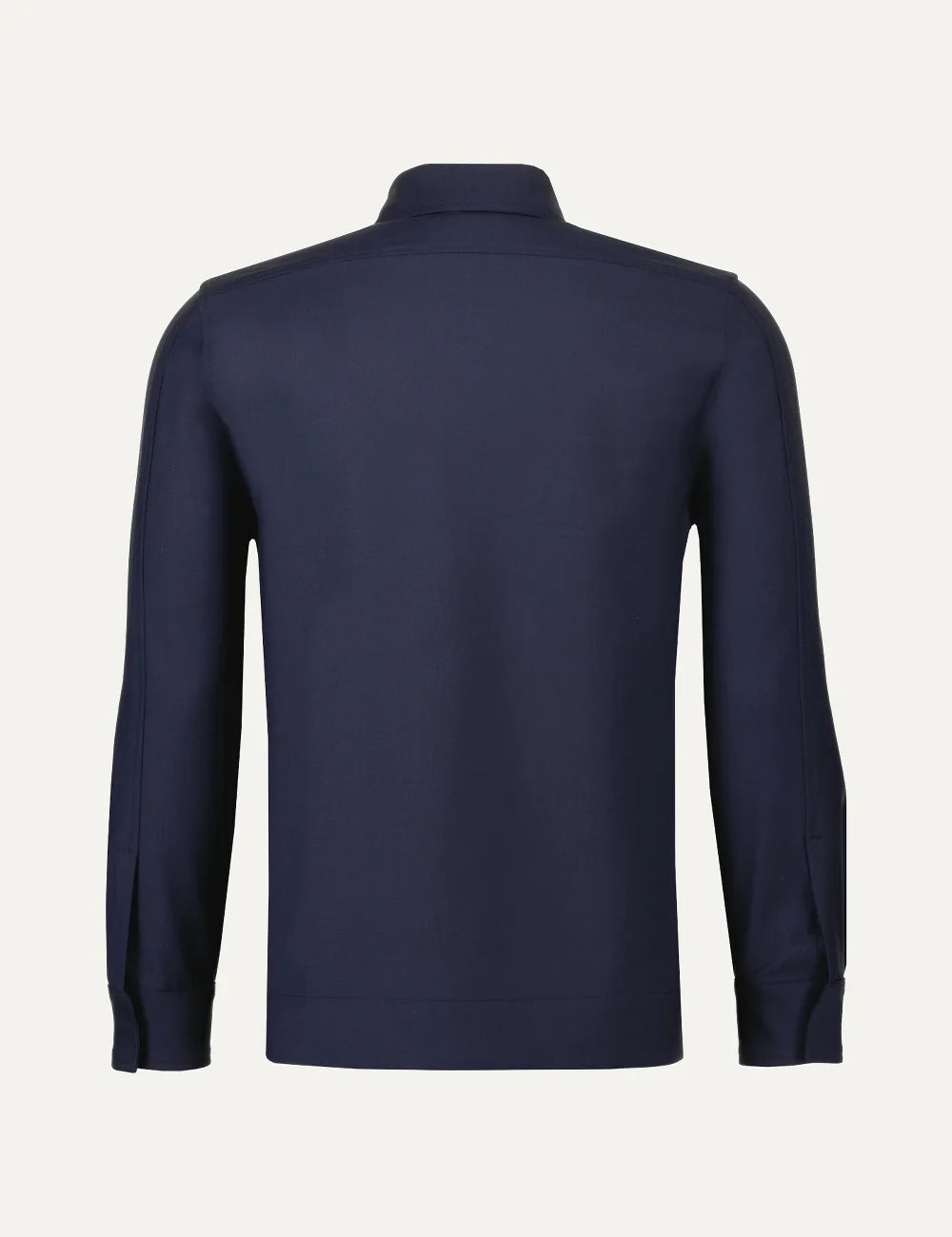 Gran Sasso men navy Technical Wool overshirt with concealed button closure and flap patch pockets back