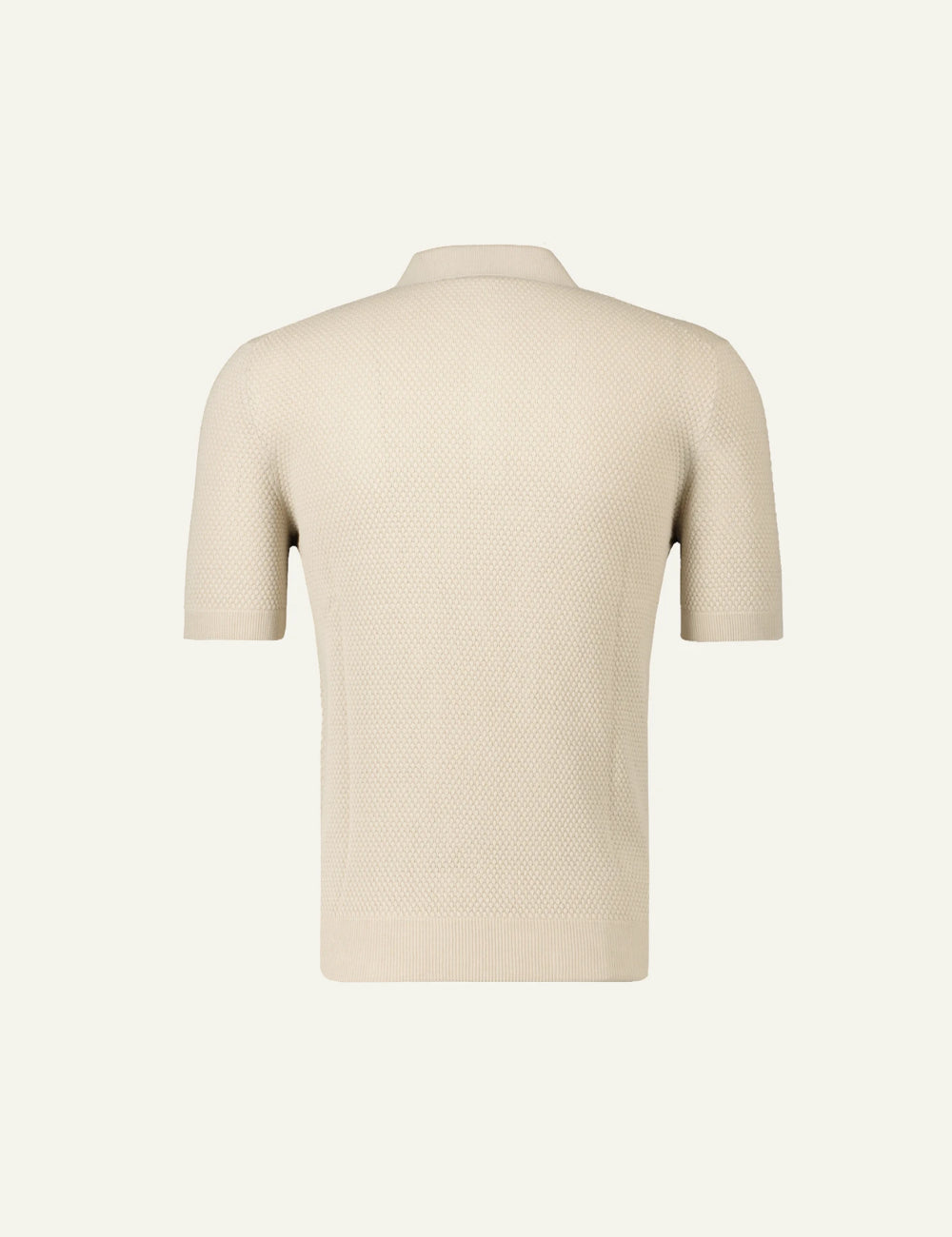 Gran Sasso polo waffle knit beige short sleeves back
