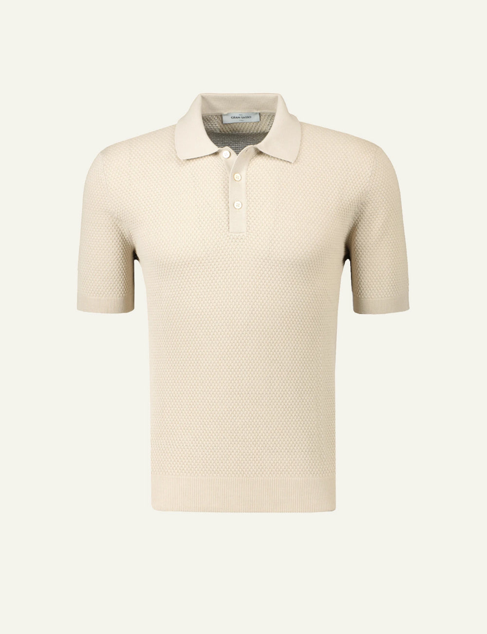 Gran Sasso polo waffle knit beige short sleeves front