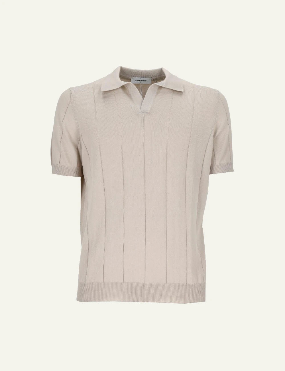 Gran Sasso rib polo knit beige short sleeve front