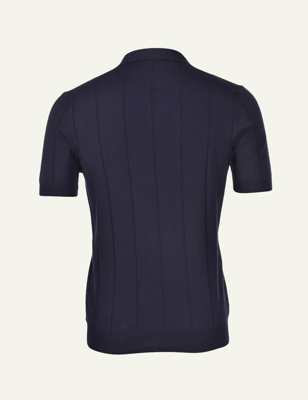 Gran Sasso rib polo knit navy short sleeve back