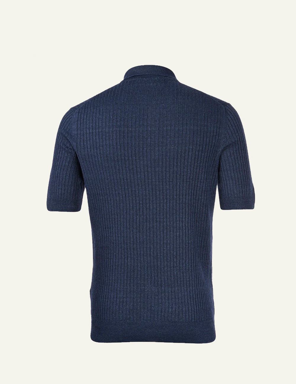 Gran Sasso ribbed polo knit blue short sleeve back