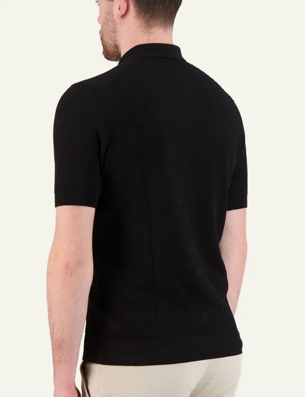 Gran Sasso tennis polo black knit back view