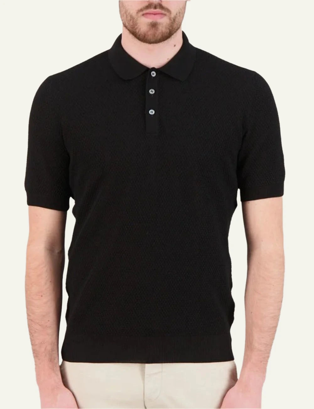 Gran Sasso tennis polo black knit front view