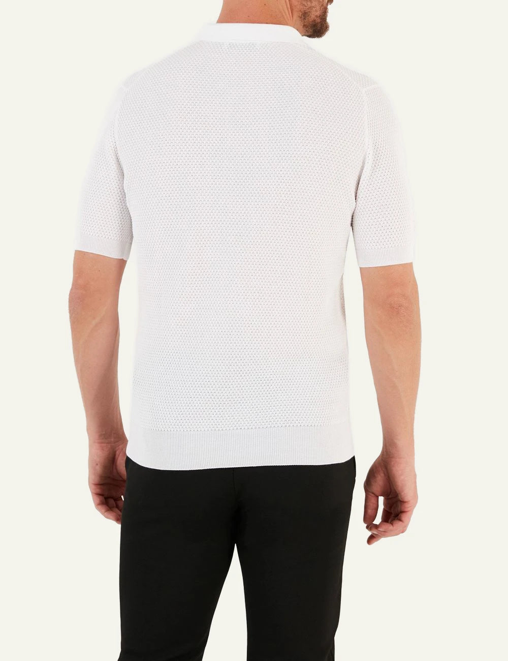 Gran Sasso tennis polo white knit back view