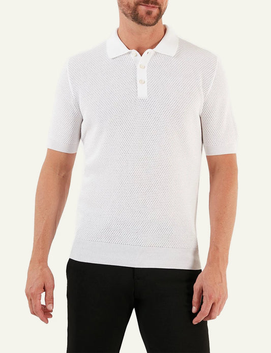 Gran Sasso tennis polo white knit front view