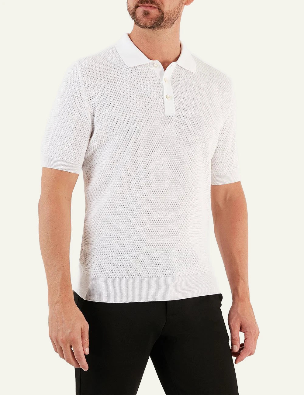 Gran Sasso tennis polo white knit side view