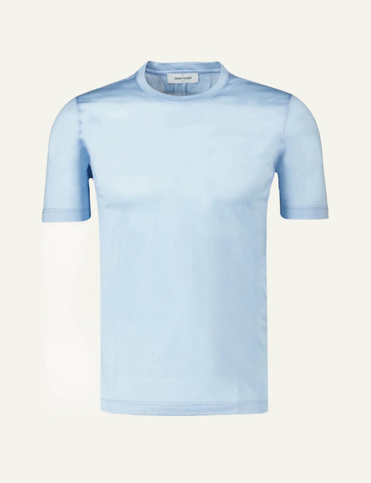 Gran Sasso t-shirt light blue metallic look front view