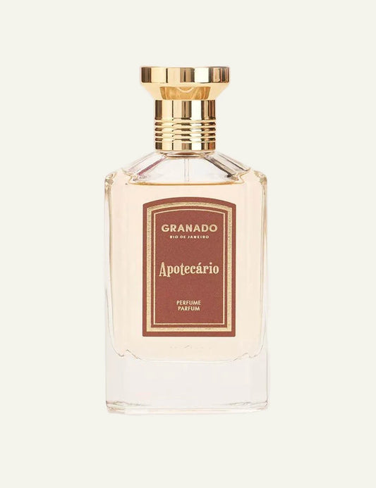 Granado Apotecario perfume bottle amber woody leather fragrance front view