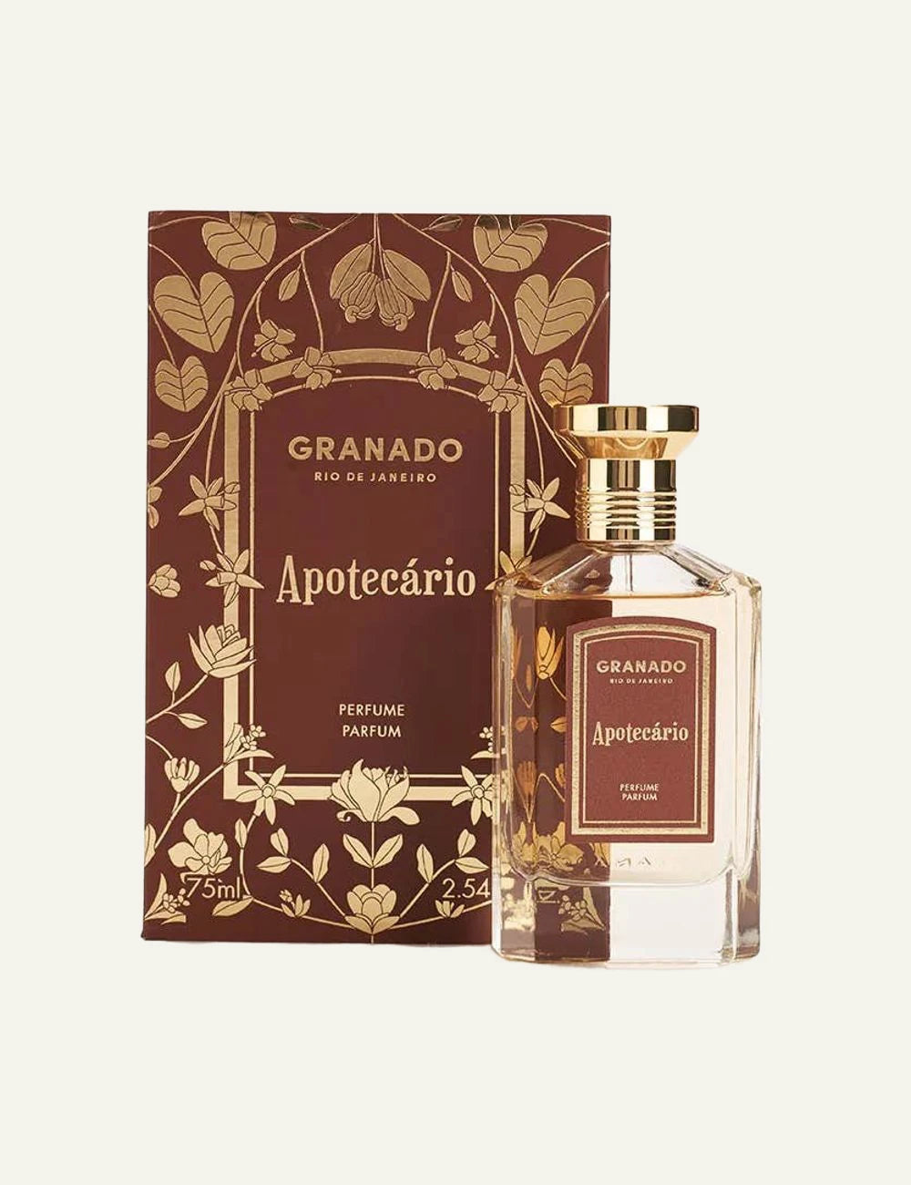 Granado Apotecario perfume bottle amber woody leather fragrance full view