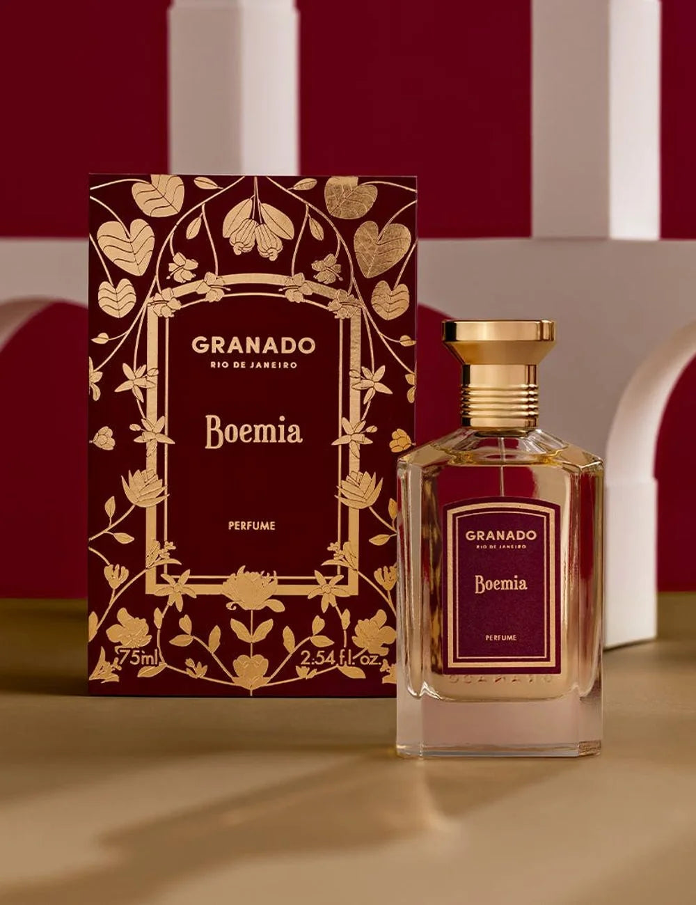 Granado Boemia perfume bottle burgundy label box view