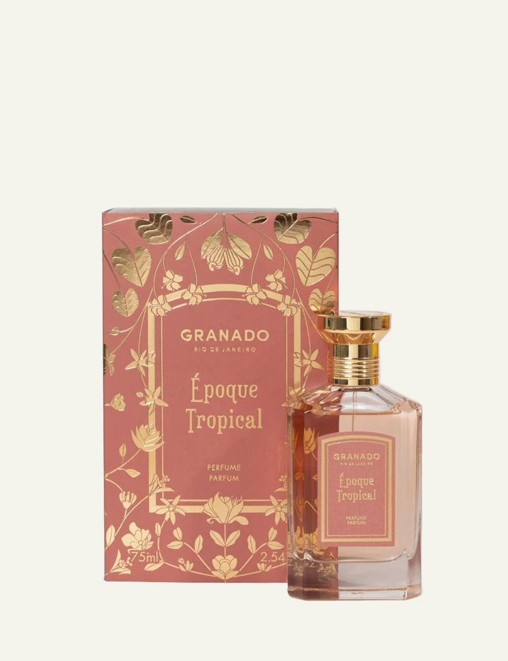 Granado Epoque Tropical perfume bottle coral label full view