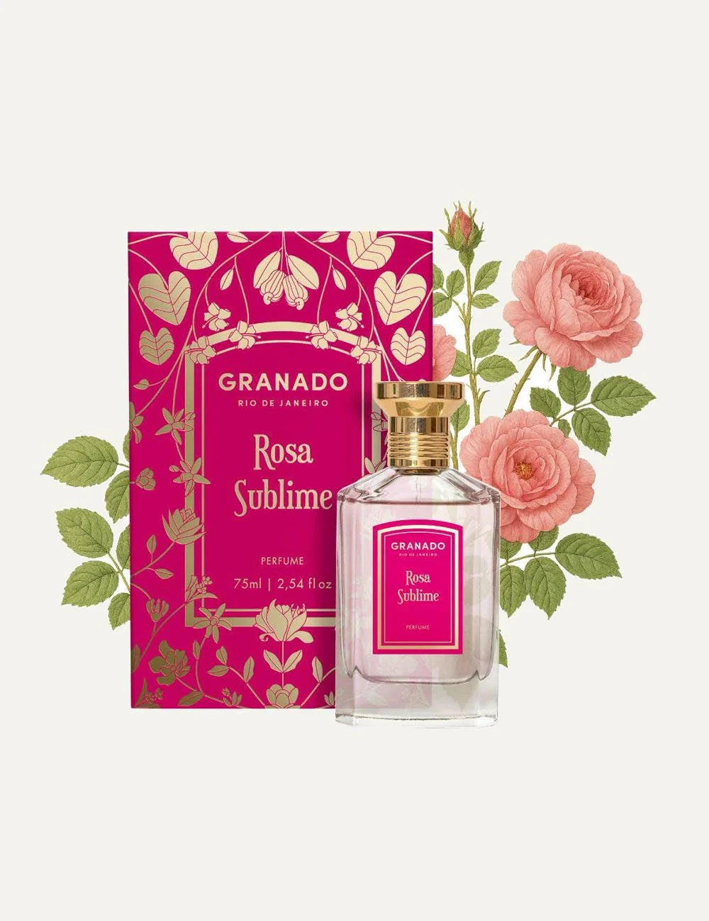 Granado Rosa Sublime perfume bottle amber floral fragrance detail view