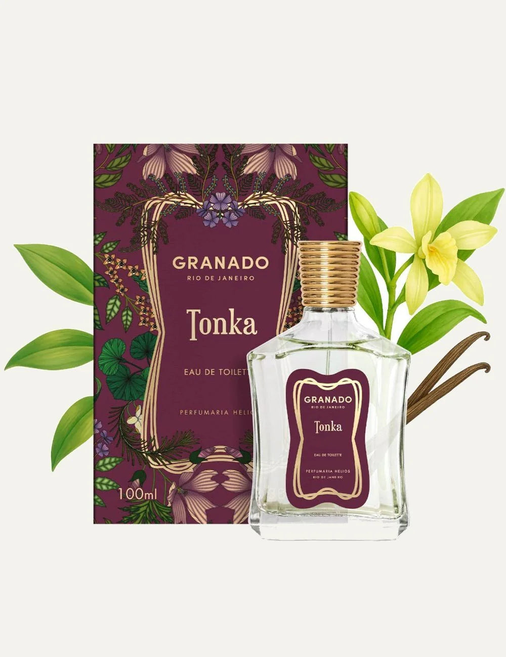 Granado Tonka eau de toilette bottle burgundy label detail view
