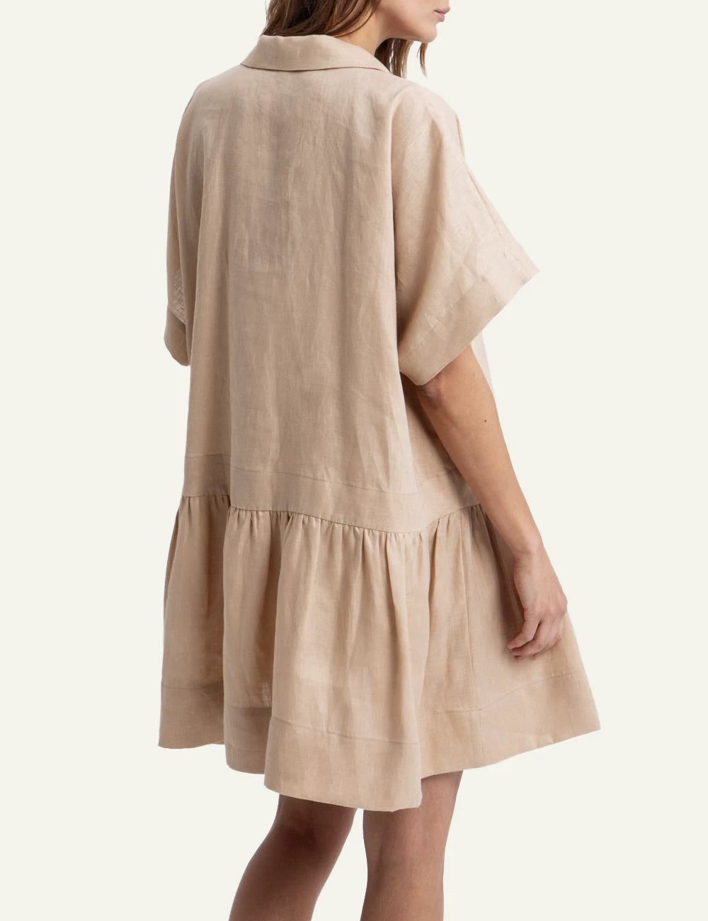 greek archaic kori beige pleated short dress back