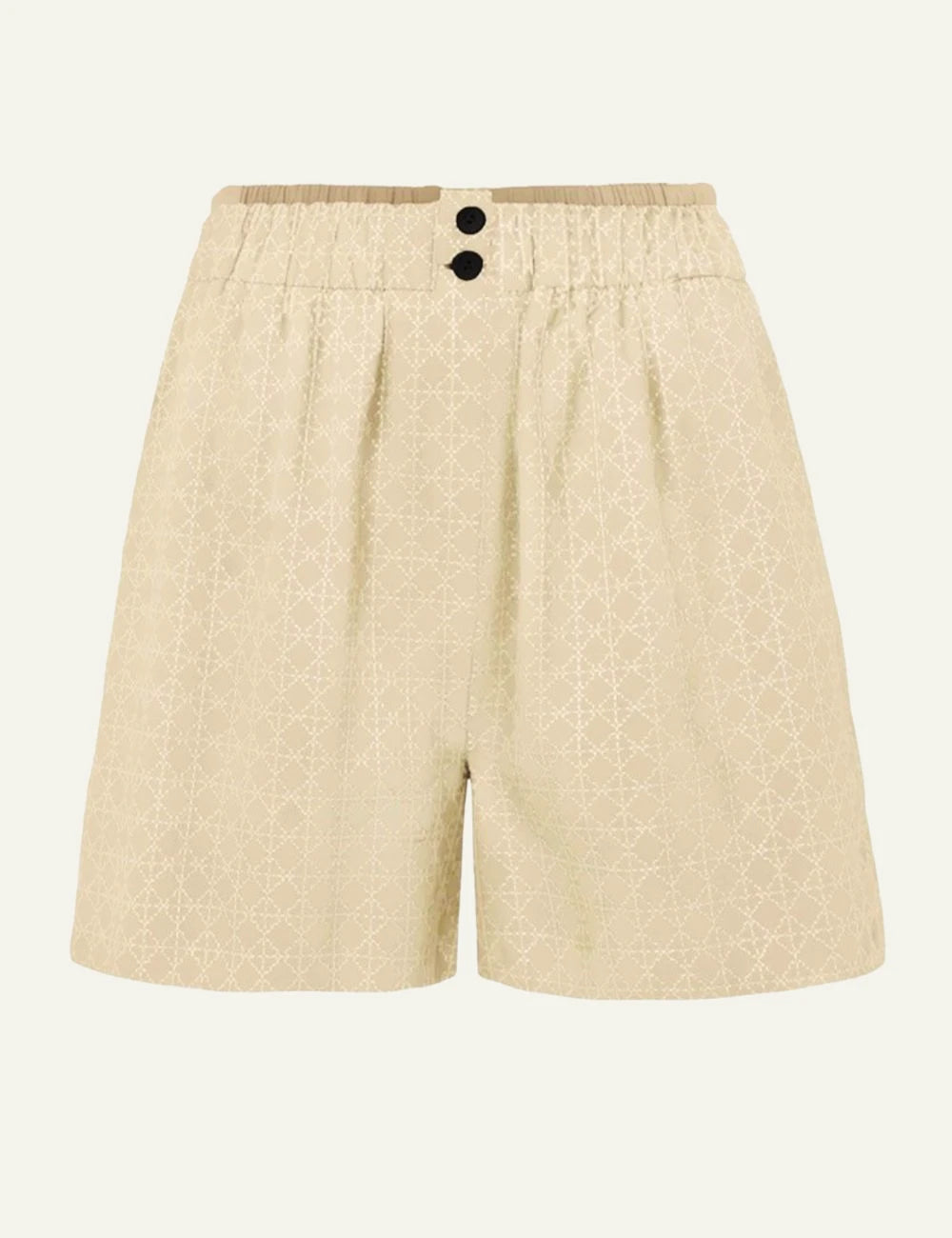 Greek Archaic Kori cross shorts beige gold front