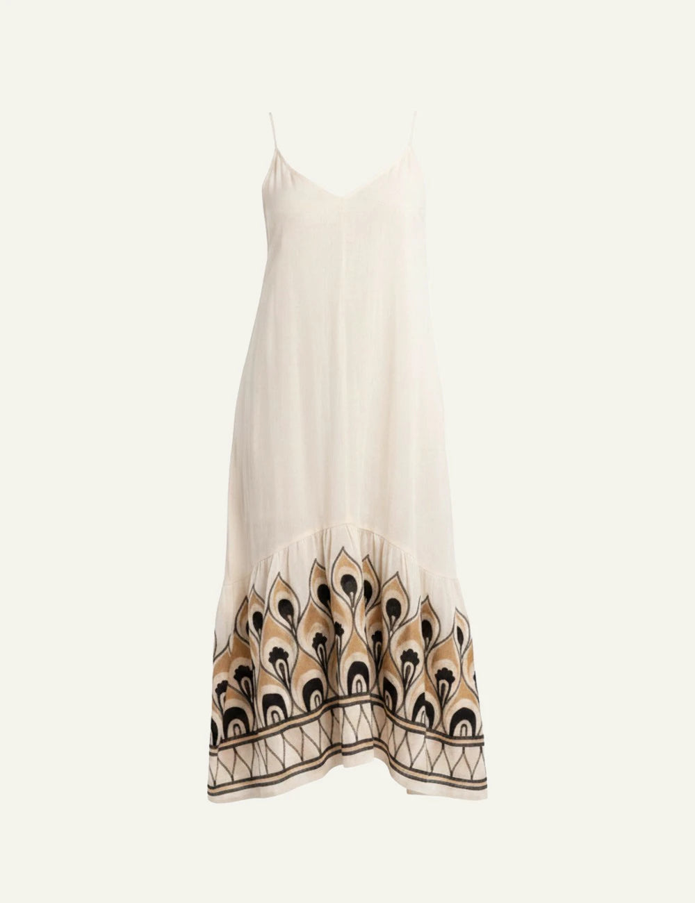 Greek Archaic Kori phoenix maxi dress off white front