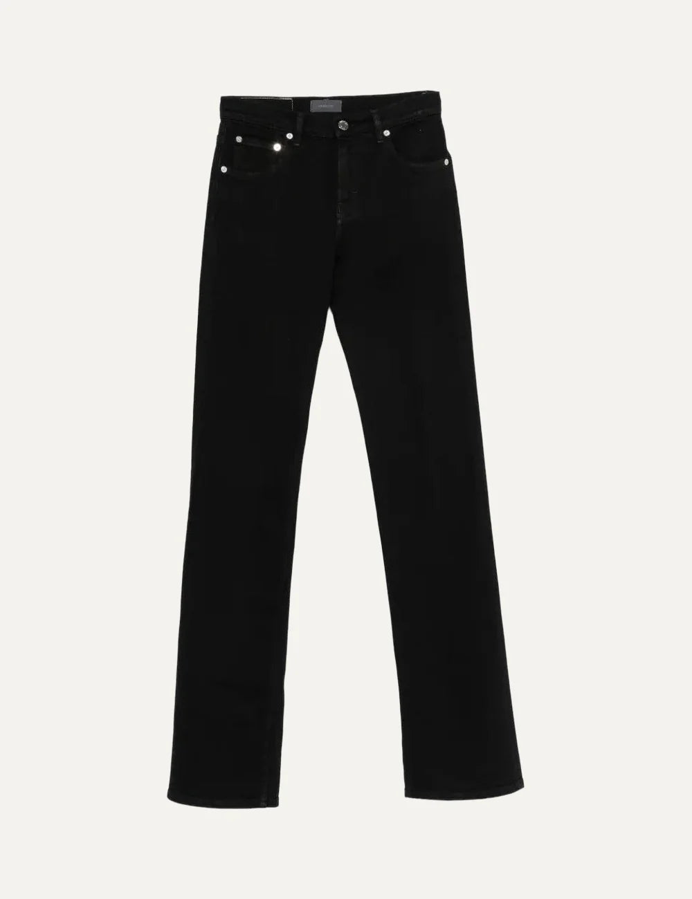 Haikure women Chewy black flared jeans with five-pocket design, back vertical seams and hem slits product shot