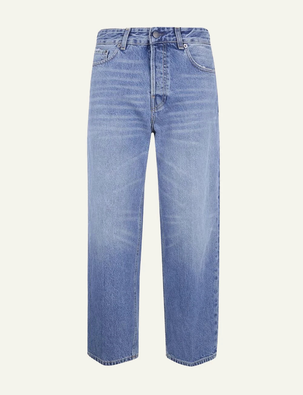 Haikure blue straight leg denim jeans high waist front view