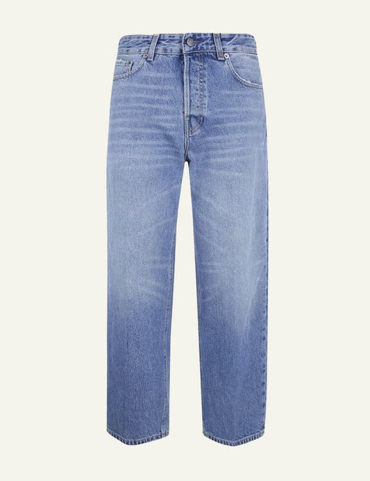 Haikure blue straight leg denim jeans high waist front view