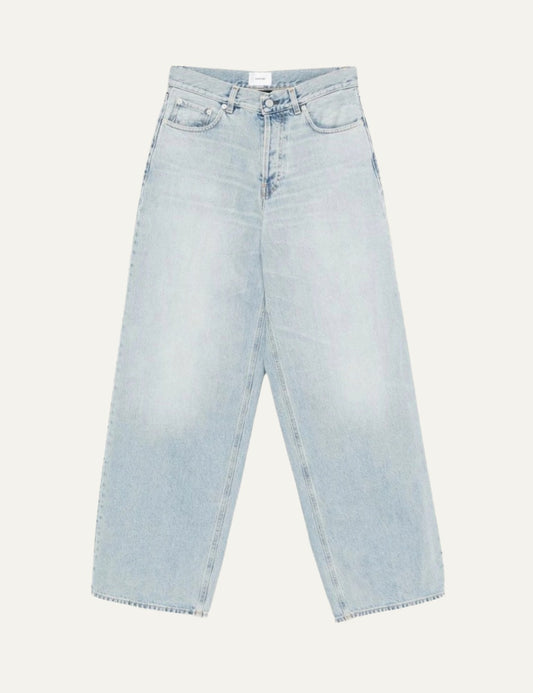 Haikure light blue wide leg denim jeans high waist front view