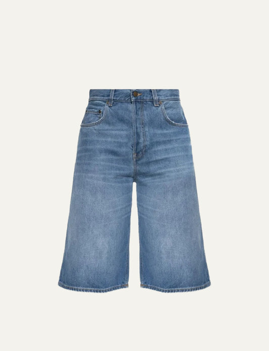 haikure wide leg denim shorts blue front flat view