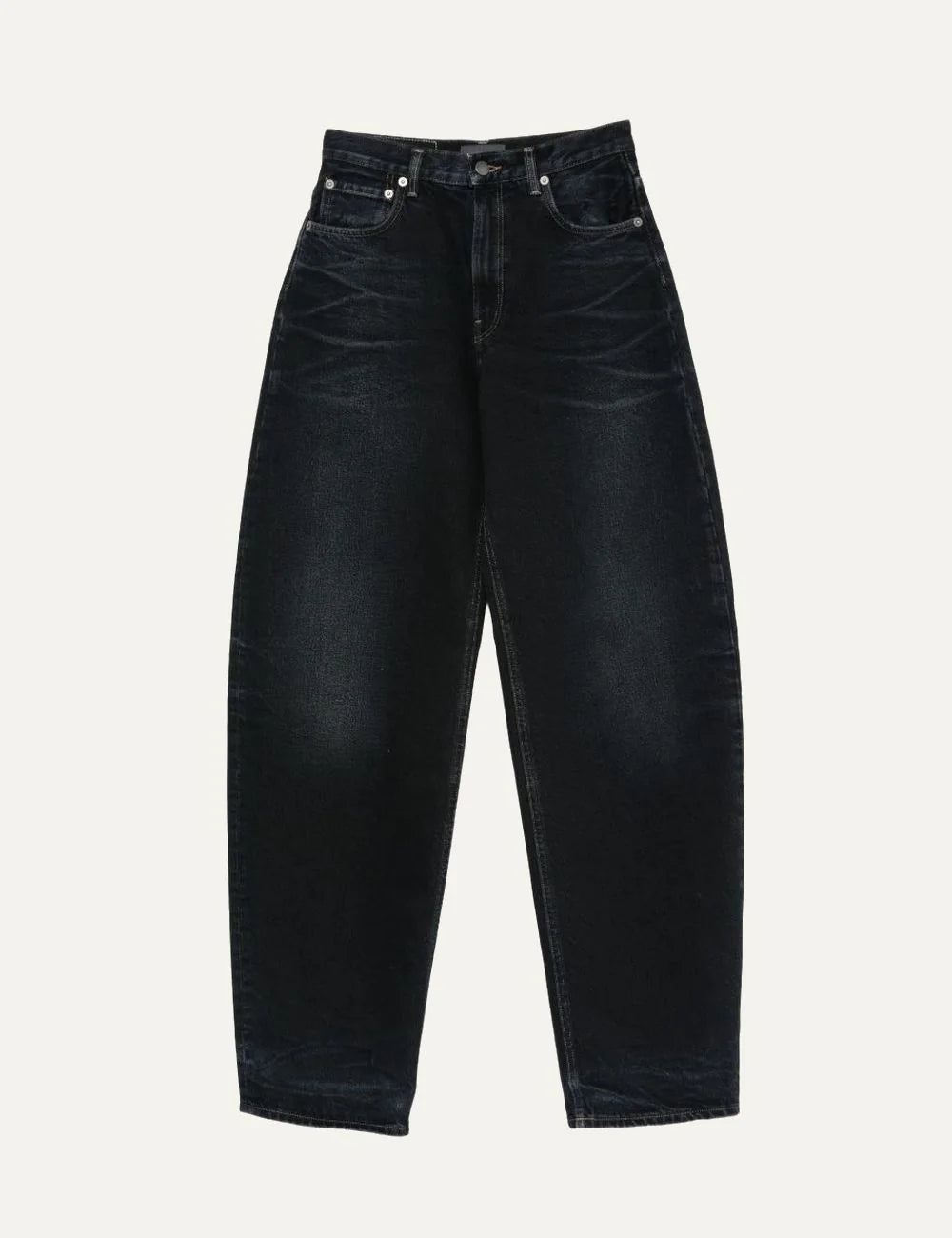 Haikure women Bibi blue black vintage wash balloon jeans product shot