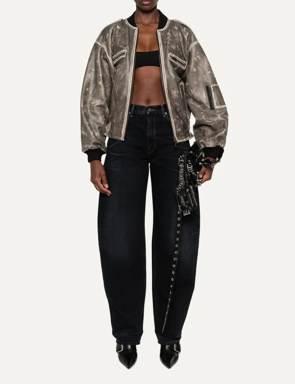 Haikure women Bibi blue black vintage wash balloon jeans full look