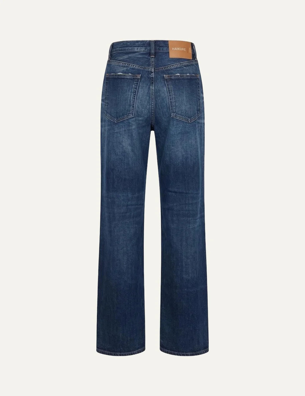 Haikure women blue regular fit organic cotton jeans with faded wash back view