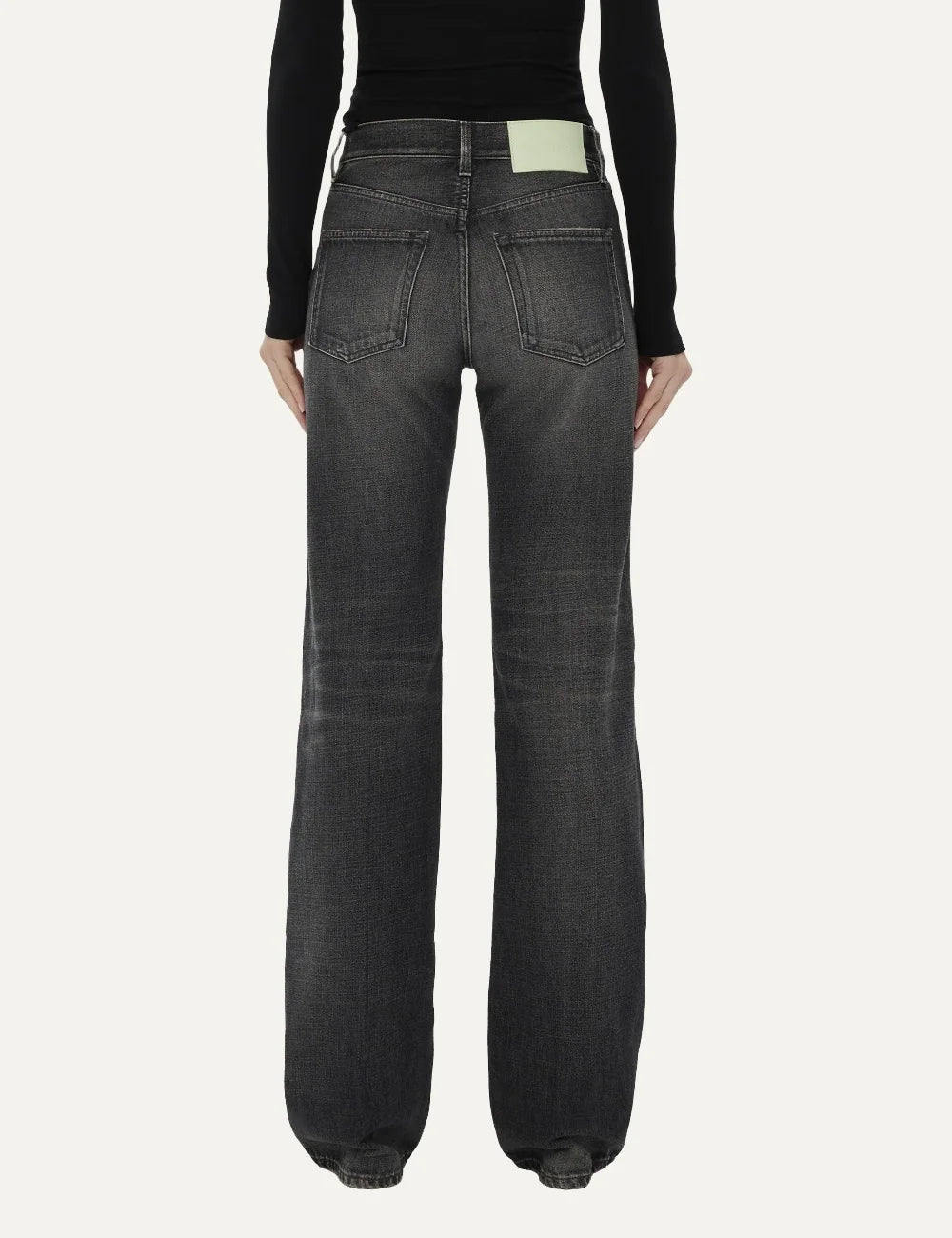 Haikure women dark grey wash straight leg jeans with five-pocket design back view