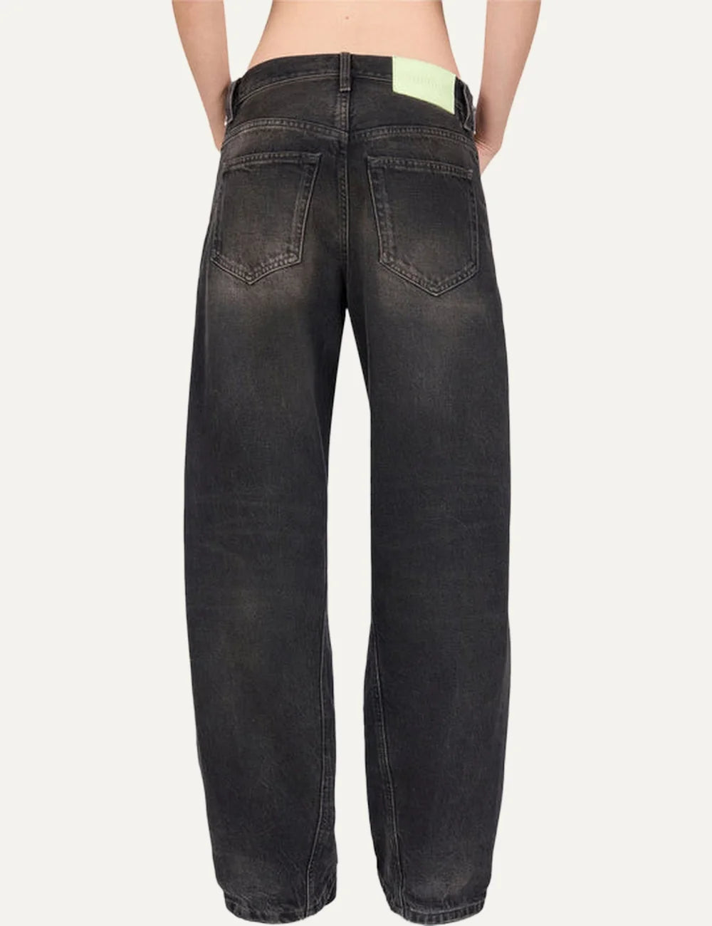 Haikure women black vintage wash boyfriend jeans with full-length side zippersback view