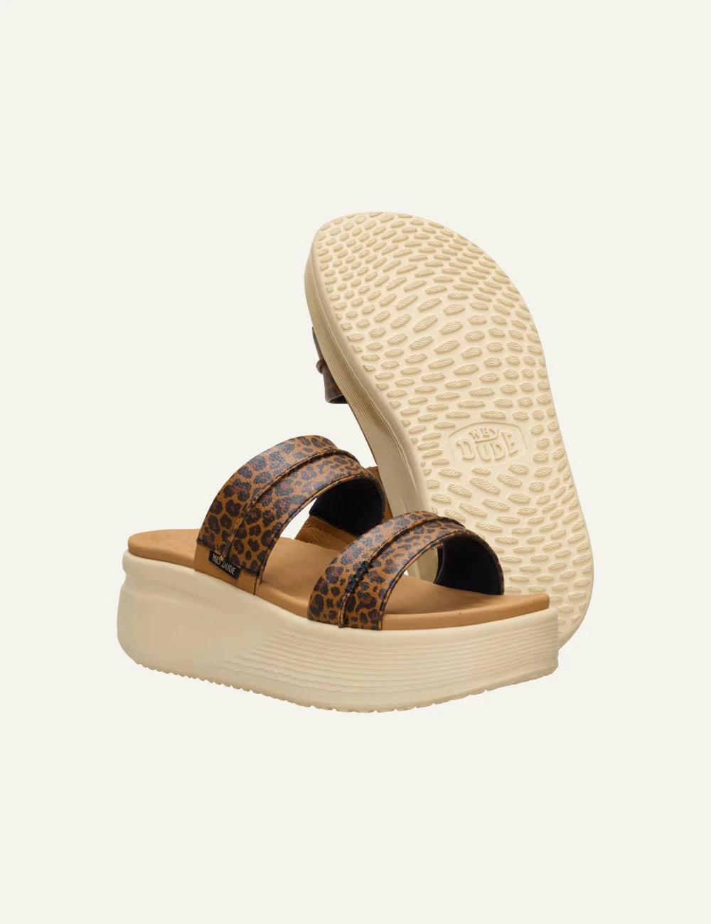 hey dude platform slides leopard sole view