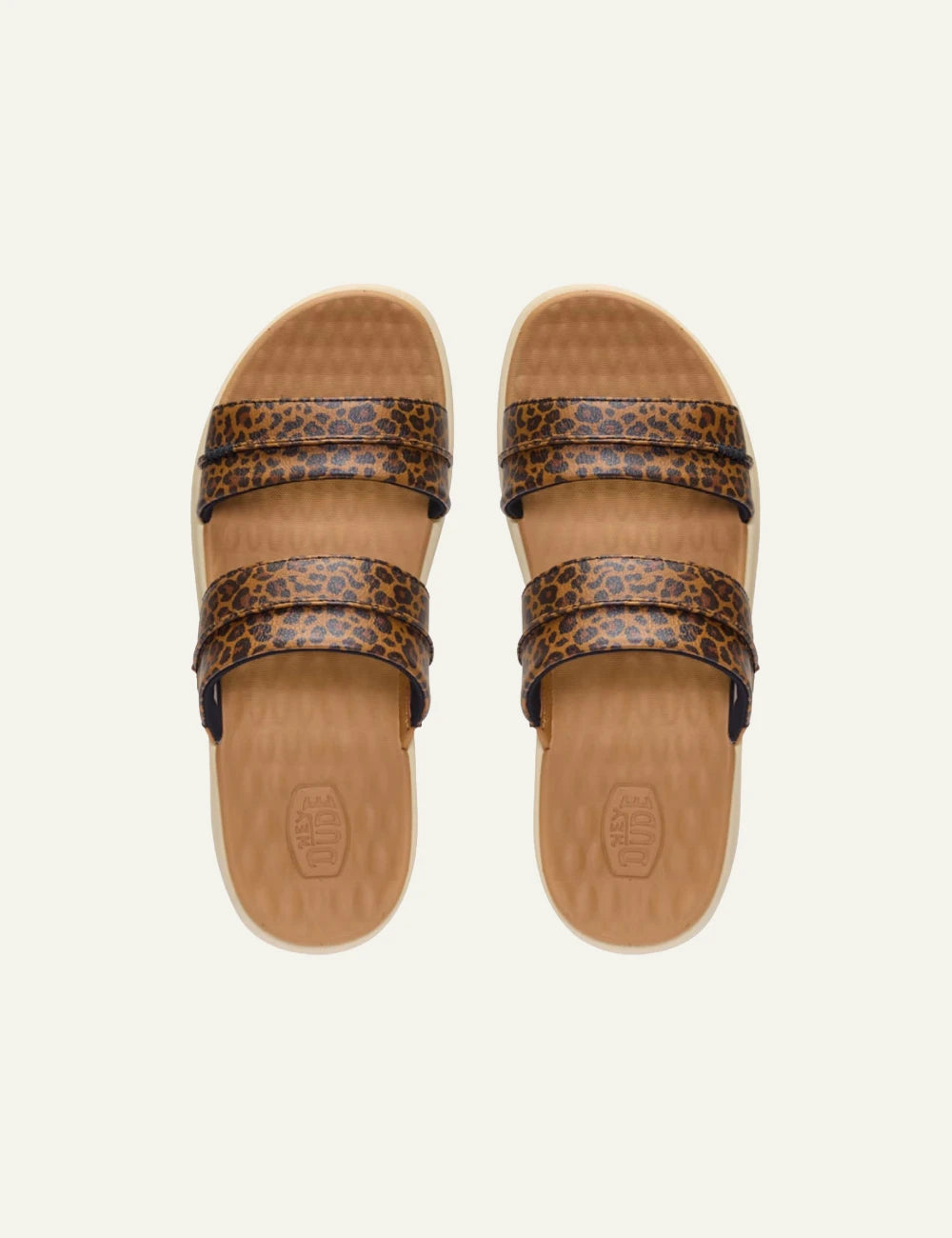 hey dude platform slides leopard top view