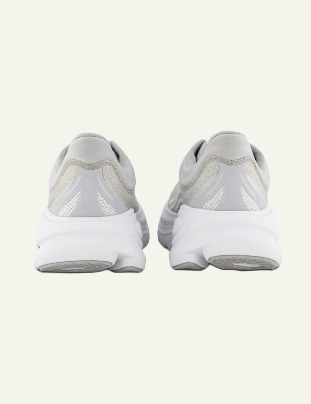 Hoka Bondi 9 running shoe white back logo view