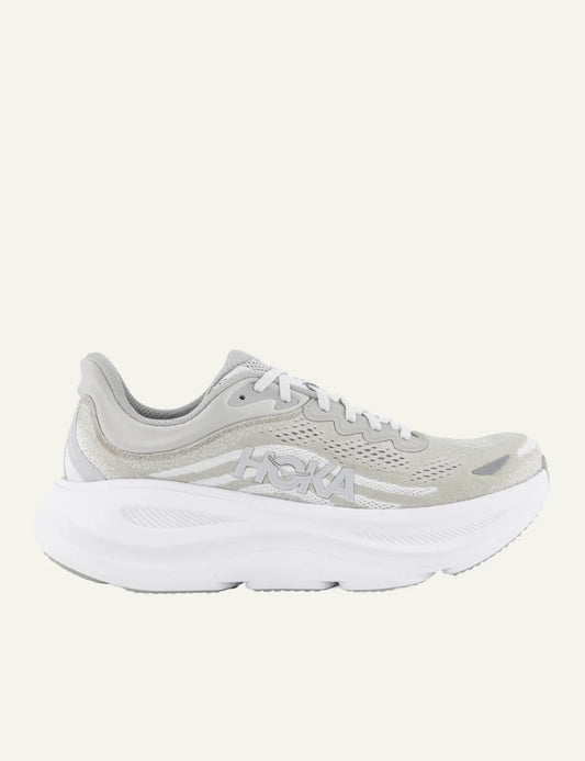 Hoka Bondi 9 running shoe white side logo view