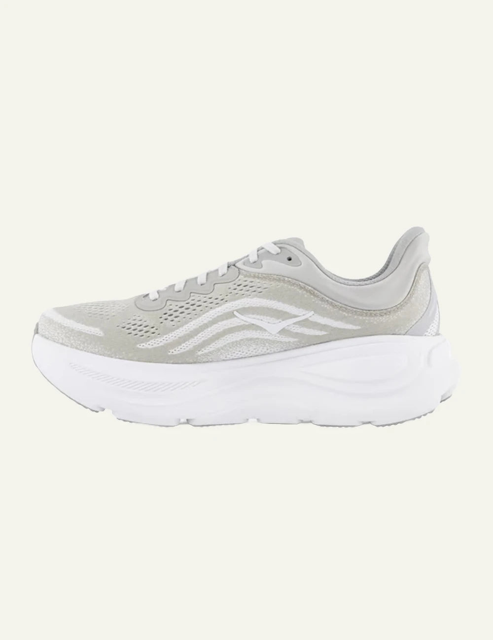 Hoka Bondi 9 running shoe white profil logo view