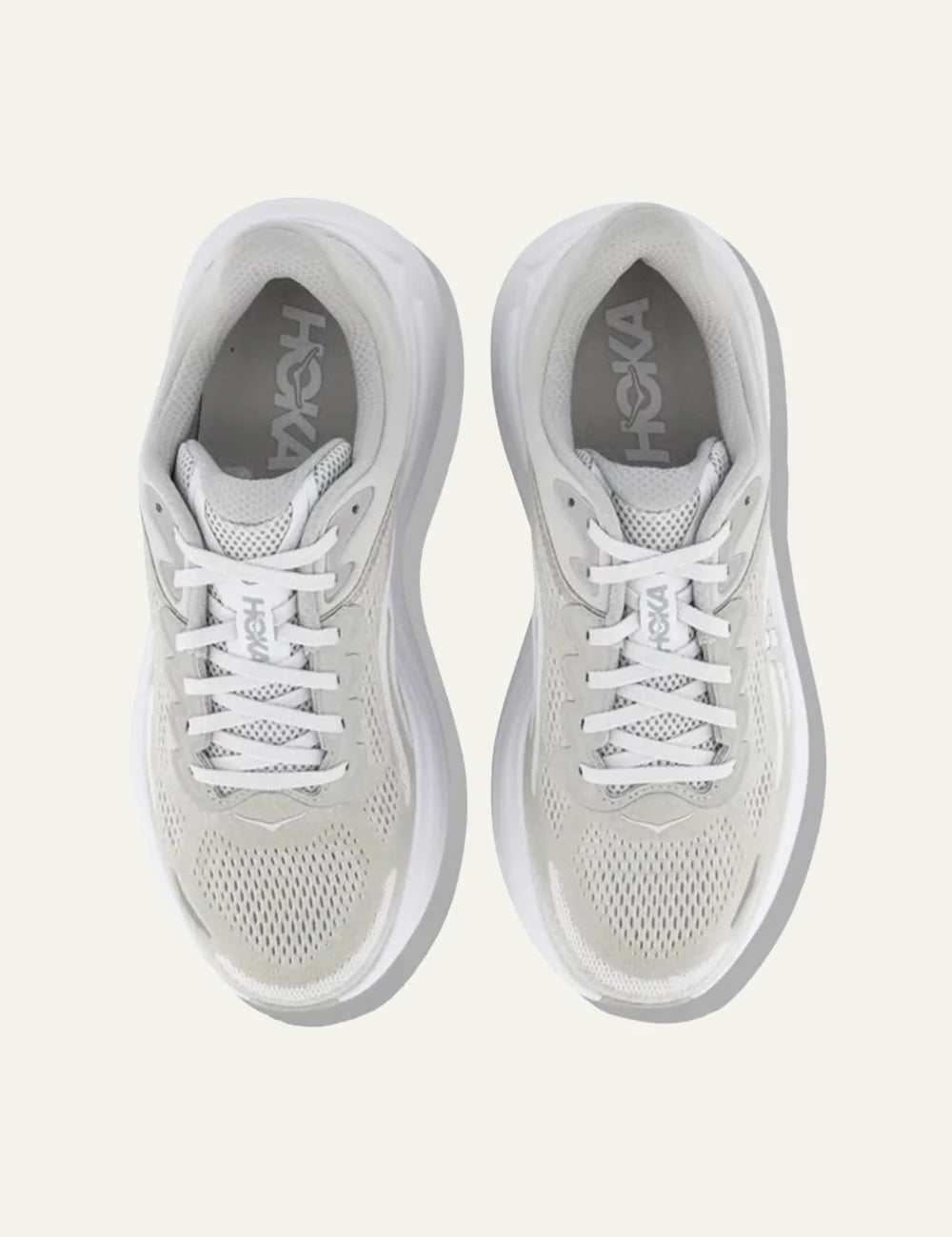 Hoka Bondi 9 running shoe white top logo view