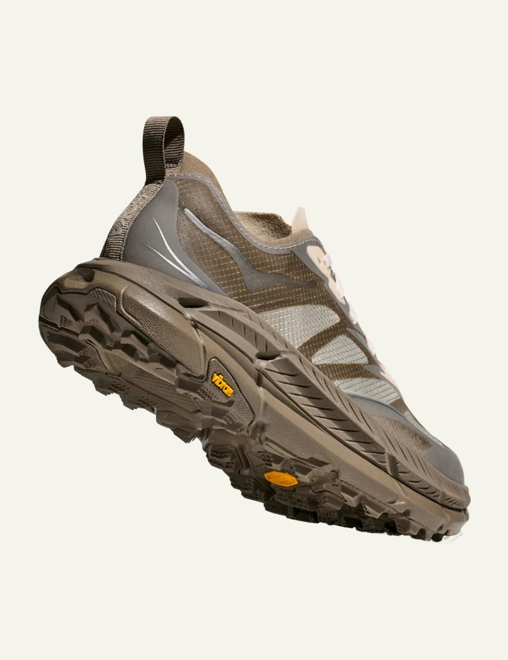 Hoka Mafate Speed 4 Lite trail running shoe beige angled view