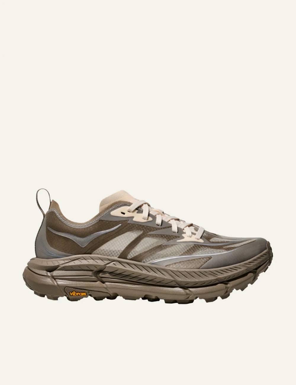Hoka Mafate Speed 4 Lite trail running shoe beige side view