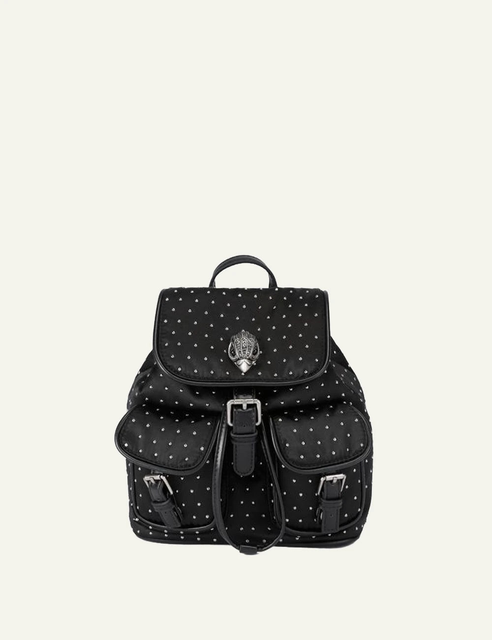 Γυναικείο Kurt Geiger Hoxton small backpack black nylon studs front view