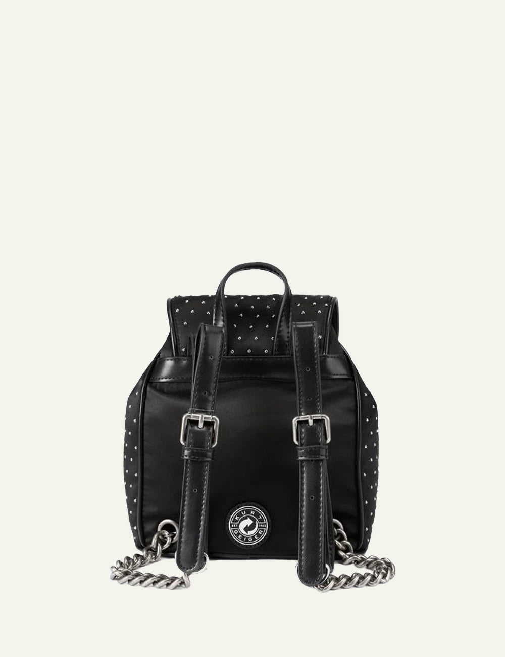 Kurt Geiger Hoxton backpack black nylon back view shoulder straps