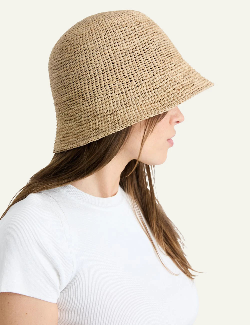 ibeliv andao hat natural raffia cloche summer hat side model view