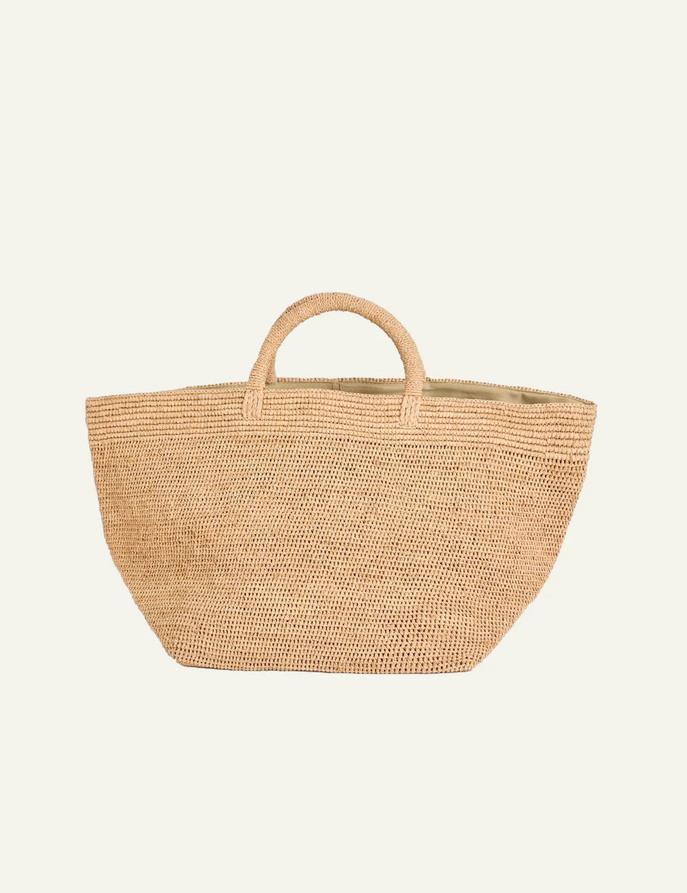 ibeliv vanilla bag natural raffia tote top handles front view