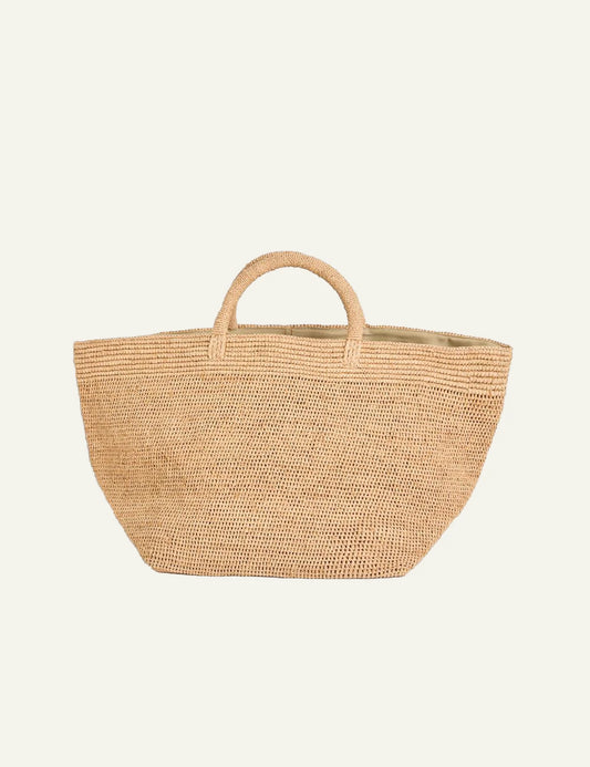 ibeliv vanilla bag natural raffia tote top handles front view