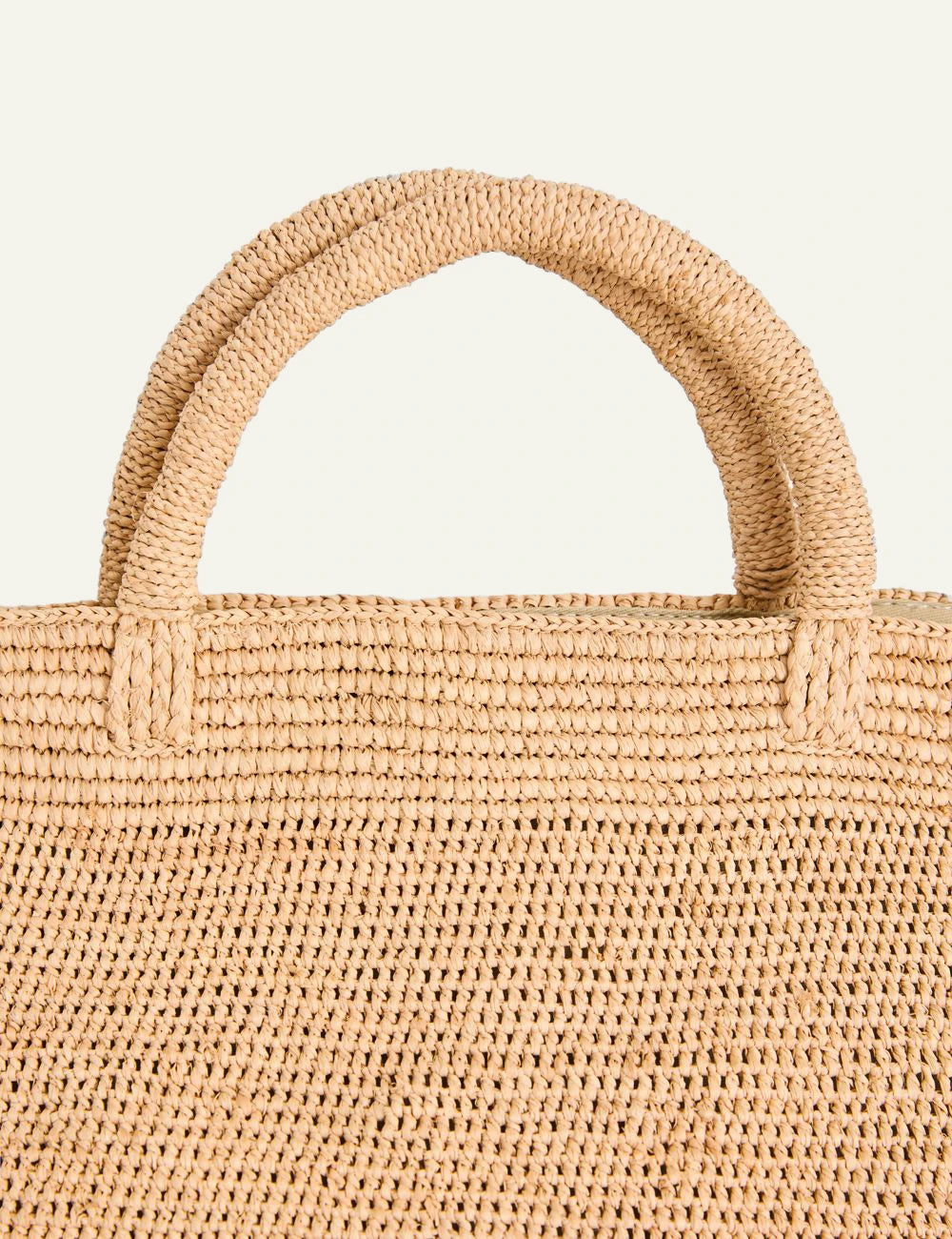 ibeliv vanilla bag natural raffia tote top handles top view