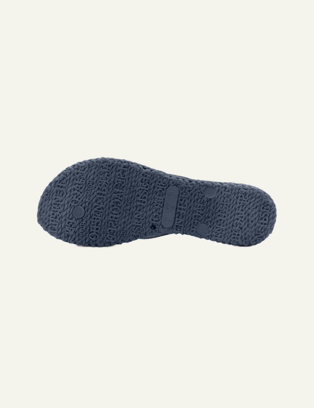 Ilse Jacobsen flip flops blue glitter strap braided sole sole view