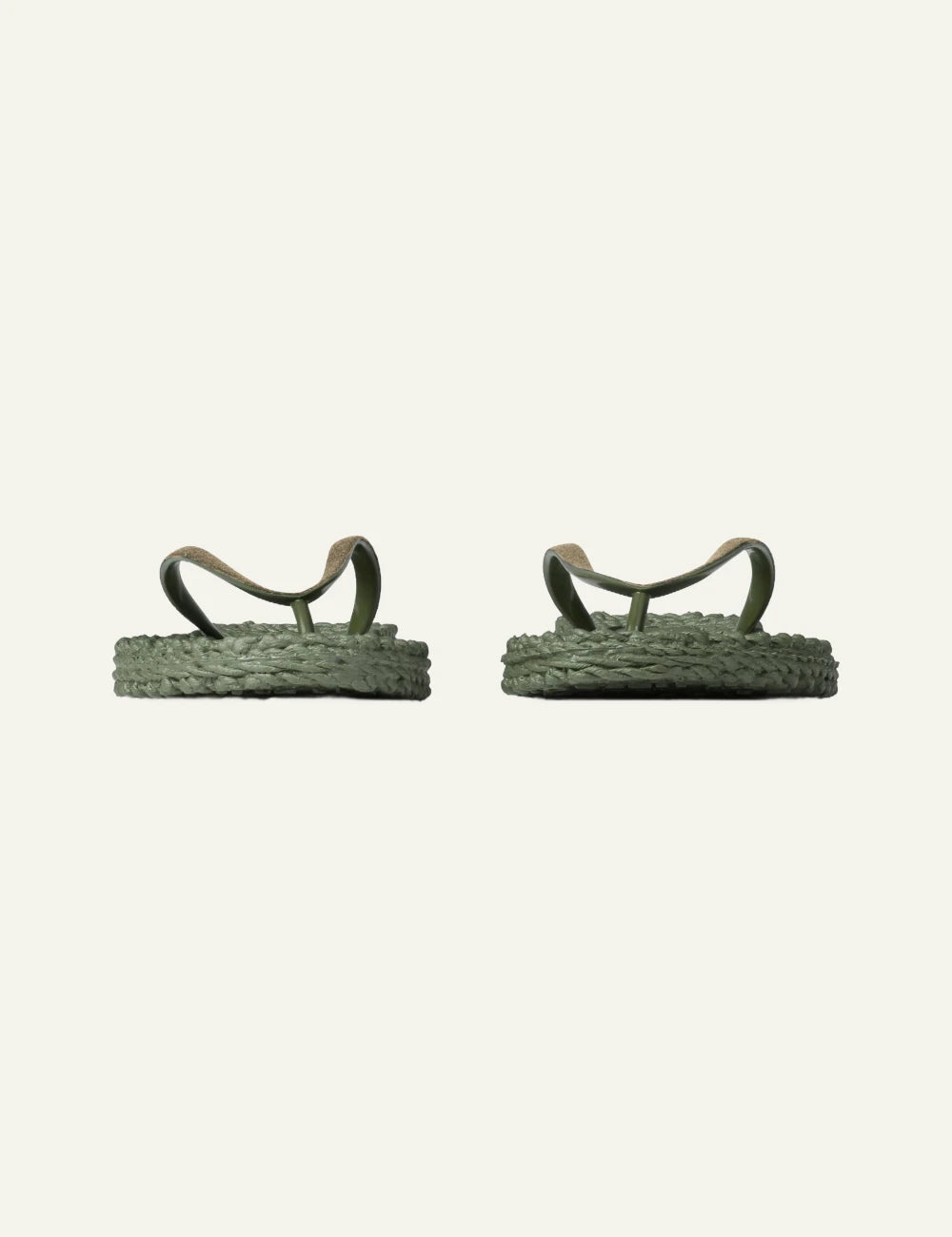 Ilse Jacobsen flip flops green glitter strap braided sole front view